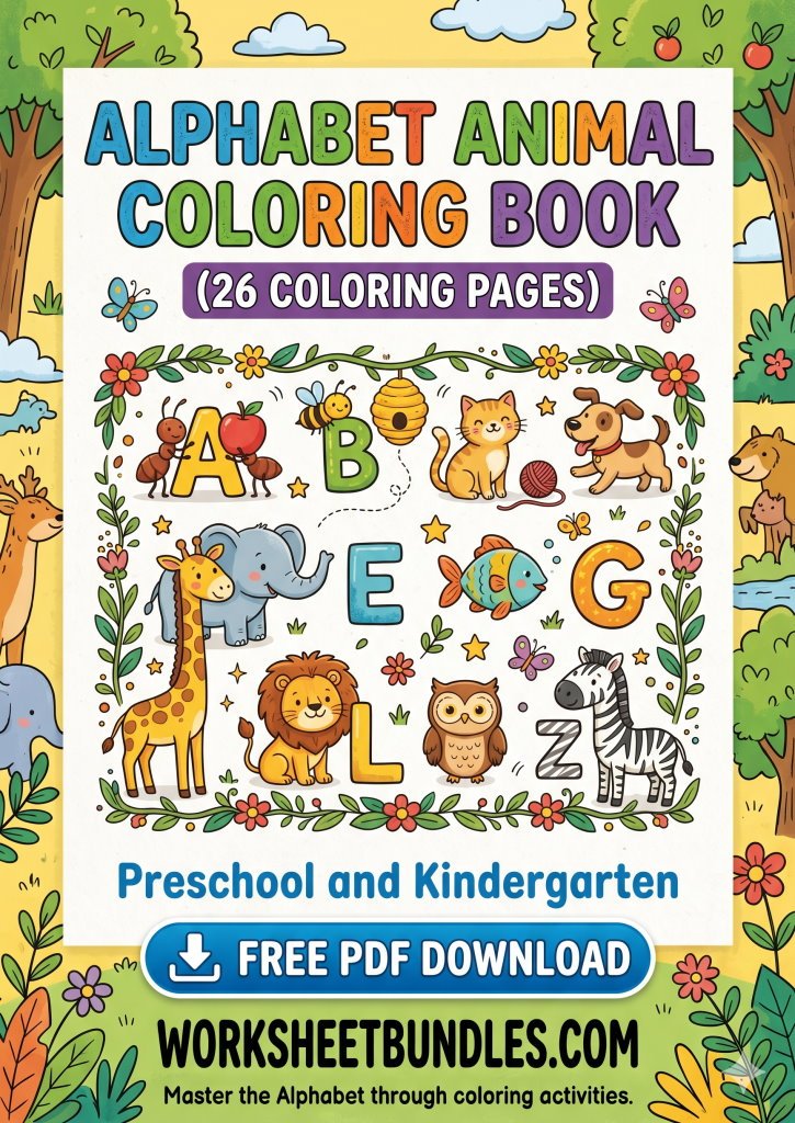 Free Kindergarten Alphabet Coloring Book Cover