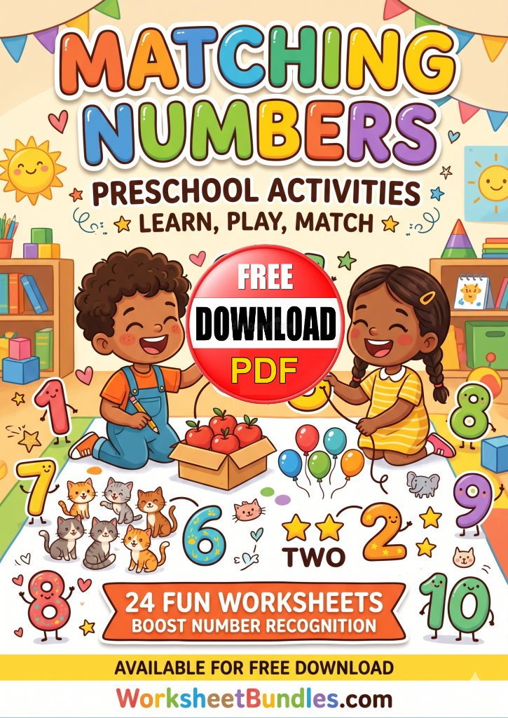 Free Kindergarten Matching Numbers Book Cover
