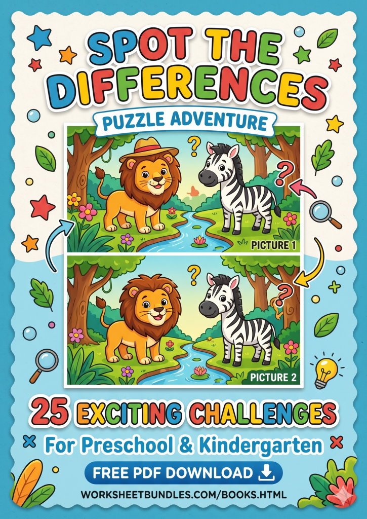 Free Kindergarten Picture Puzzle Book Cover