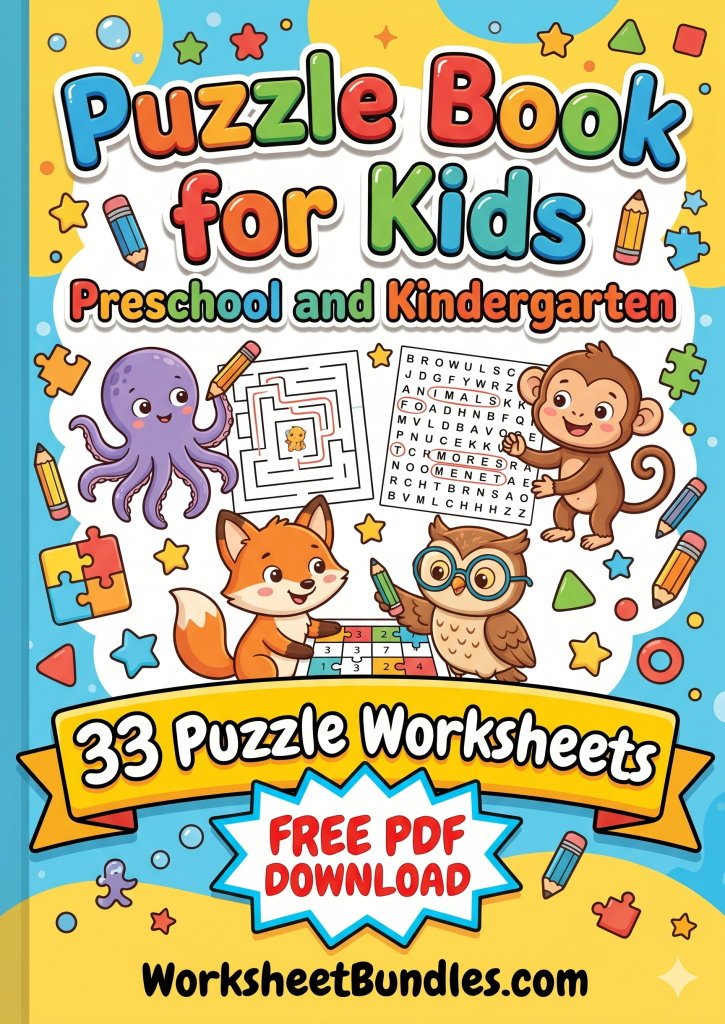 Free Kindergarten Puzzle Book Cover